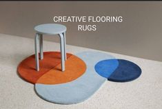 three different colored rugs with the words creative flooring rugs on top of them