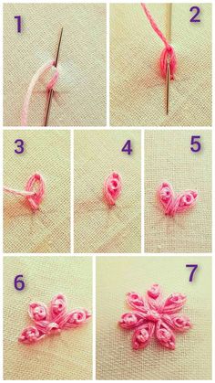 Flower Hand Embroidery Tutorial Creative Embroidery Stitches, Floral Embroidery Stitches, Hand Embroidery Patterns Flowers Needlework, Embroidery Inspiration Flowers, Cute Embroidery Designs Simple, Embroidery Flower Stitches, Flower Embroidery Stitches, How To Embroider Flowers, Embroidery Flowers Tutorial