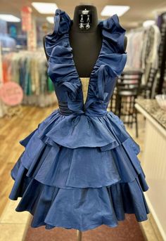 Navy Ruffled Halter Short Party Dress Hoco Dress, Confident Style, Short Party Dress, A Line Shorts, Dress 2024, Short Homecoming Dress, Layered Skirt, Hoco Dresses, Homecoming Dress