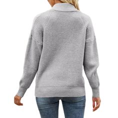 Gray Zipper Lapel Collar Long Sleeve Sweater Winter Sweaters, Sweater Sleeves, Lapel Collar, Sleeve Sweater, Long Sleeve Sweater, Sweaters & Cardigans, Cardigans, Fall Winter, Zipper