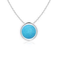 Stylish and minimal, this solitaire pendant enchants with its simple elegance. The round turquoise is secured in a 14k white gold bezel setting and exudes a vivid hue that draws the eye. Solitaire Pendant, Simple Elegance, Turquoise Pendant, Silver Turquoise, The Eye, Bezel Setting, Silver Necklace, White Gold, Turquoise