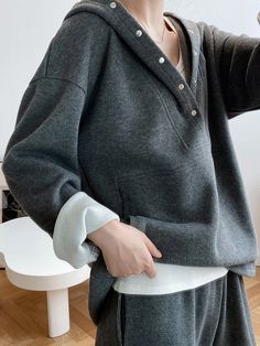 Uoozee Baggy Fall Tops With Pockets, Baggy Tops With Pockets For Fall, Baggy Hoodie With Pockets For Fall, Long Sleeve Hoodie With Pockets For Loungewear, Casual Winter Workwear Hoodie, Fall Workwear Hoodie With Pockets, Baggy Hoodie For Winter Loungewear, Baggy Winter Loungewear Hoodie, Oversized Casual Hoodie For Work