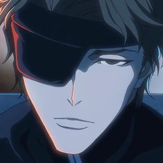 an anime character with black hair and eye patch on his face looking at the camera