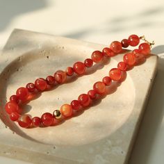 Natural Red Agate Beaded Necklace – floysun Red Carnelian Beaded Bracelets With Gemstone Beads, Elegant Red Agate Beaded Bracelets, Red Agate Beaded Necklaces With Round Beads, Elegant Red Carnelian Beaded Bracelets, Red Carnelian Round Bead Jewelry, Red Agate Beaded Necklace With Gemstone Beads, Elegant Carnelian Gemstone Bead Jewelry, Red Carnelian Beaded Bracelets, Elegant Red Beaded Necklaces With Natural Stones