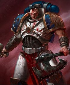 an image of a warhammer character holding two chains and a hammer in his hand