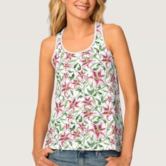 Shirts for women summer tank tops|summer tank top outfits women| women tank top outfit| women tank top fashion #springtanktop #fashiontanktop #casualtop #casualfashion Polka Dot Tank Top, Watercolor Floral Pattern, Pink And Purple Flowers, Pink Floral Pattern, Floral Tank Top, Floral White, Pink Lily, Blue Polka Dots, Spring Tops