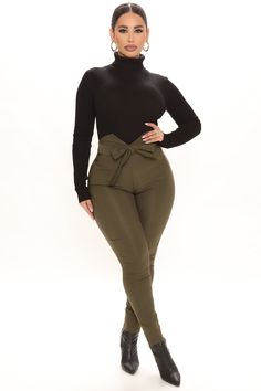 Knot Your Girl Pants - Olive | Fashion Nova, Pants | Fashion Nova Black Gladiator Heels, Classy Fall Outfits, Stephanie Rao, Classy Outfits For Women, Gladiator Heels, Classy Casual Outfits, Classy Casual, Tie Bow, Your Girl