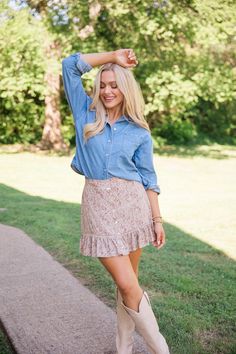 Details Medium Wash Cropped Chambray Blouse Fabric has little stretch Collared style features functional button up and pocket, long sleeves with button cuffs Pair this blouse with shorts! Unlined Size small from shoulder to hem: 16" Material and Care 100% cotton Machine wash cold, tumble dry low Patterns may vary Materials may have natural variations Colors may vary from different viewing devices Blouse With Shorts, Cocktail Dress Wedding Guest, A Girl Like Me, Plus Size Romper, Cocktail Dress Wedding, Style Maxi Dress, Solid Dress, Blouse Fabric, Sweater Blouse