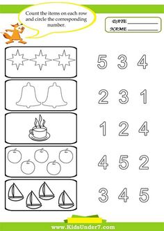 a worksheet with numbers and pictures for children