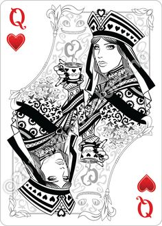 an ace playing card with the queen in black and white, on a white background