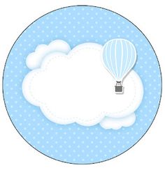 a hot air balloon flying in the sky with clouds on it's back ground