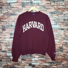 Vintage Distressed Harvard University by Champion Sweatshirt Harvard Crewneck Harvard Pullover Embroidery Logo Red Color Men's S Label : Champion Size : S(refer the measurement) Made In Honduras Materials from 50% Cotton 50% Polyester Used Item With Condition 6/10 Refer Picture. No Stain and Holes. Lay Down Flat Measurement : - Width (armpit to armpit) and: 20.5 Inches - Length (shoulder to end of garment): 25 Inches We are selling used clothing with good condition. DO NOT EXPECT the item is lik Red Collegiate Cotton Sweater, Embroidered Long Sleeve College Sweater, Embroidered Long Sleeve Sweater For College, University Red Varsity Crew Neck Sweatshirt, University Red Varsity Sweatshirt With Crew Neck, University Red Long Sleeve Sweatshirt With Letter Print, University Red Long Sleeve Letter Print Sweatshirt, University Red Cotton Sweatshirt For College, Collegiate Crew Neck Sweater With Embroidered Logo