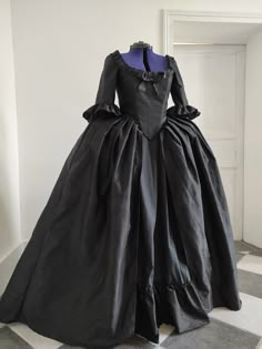 18th Century Marie-antoinette Dress in Black Silk, From XXS to XL - Etsy 18th Century Black Dress, Black 18th Century Dress, Elegant Overbust Victorian Dress For Halloween, Black Victorian Ball Gown For Costume Party, Elegant Victorian Dress For Halloween, Black Victorian Ball Gown For Evening, Elegant Victorian Dress For Halloween Wedding, Black Gothic Victorian Ball Gown, Victorian Ball Gown Dress For Theater