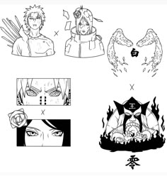 an image of some anime characters with their faces drawn in black and white, including the words ceruubi