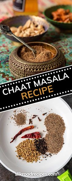 there are many different types of food on this plate and the words chaat masala recipe