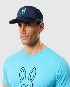 Designed with mesh paneling and ventilation eyelets for all-day comfort, the Paris trucker cap boasts a Bunny logo appliqué at the face and back and wordmark on the side. Also available for Kids 100% PolyesterMade in ChinaCapsModel height is 6'1.5 (approx. 187cm) and is wearing a size medium. Bunny Logo, New Fathers, Polo Tees, A Bunny, Sports Shops, Swimwear Shorts, Mens Navy, Mini Me, Trucker Cap