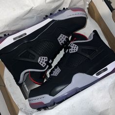 Stock X Verified Pair Of Jordan Iv “Bred” Golf Shoes (6 In Men/ 7.5 In Women) Jordans Retro, Jordan 4 Red, Sneaker Website, Jordan Iv, Jordan Retro 12, Best Basketball Shoes, Jordan Shoes Retro, Shoes Outfit Fashion, Cute Nike Shoes