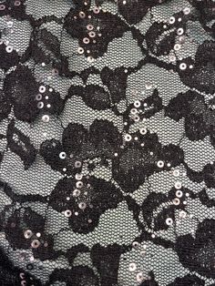 Black Lace Fabric embellished with Silver Sequins. Perfect for any garment. Could be dressed up or down. It has a slight one-way stretch. Elegant Stretch Sequin Fabric For Night Out, Black Lace Fabric, Sports Prints, Columbia Sc, Gold Lace, Silver Sequin, Gorgeous Fabrics, Lace Applique, Dusty Rose