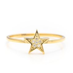 14k Solid Gold Dainty Star Ring, Real Gold Premium Star Ring For Her, Handmade Fine Jewelry By Selanica. 💙 The ring material is 14k solid gold, should not be confused with gold plating or filling. It will never tarnish or fade over time. We're offering the finest quality in solid gold jewelry. 💎 Gemstones are premium grade D Color (colorless) VS/SI clarity moissanites. 💙 Our jewelry is handcrafted with love and great care at San Francisco Bay! All of our items are 14k stamped for authenticity. You will receive them exactly as pictured.  Band Width: 1.2 mm. Star: 8 mm. 💙 Quick shipping - Your order will be handcrafted and shipped in a few days. 🎁 They are delivered in a nice jewelry box, ready to be presented as a precious gift. 💎 Moissanite is the best alternative for natural diamond Nice Jewelry, Precious Gift, Handmade Fine Jewelry, 14k Rose Gold Ring, Types Of Gemstones, Solid Gold Jewelry, Star Ring, San Francisco Bay, Rings For Her