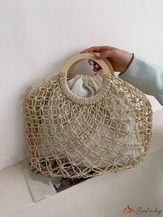 BirdinBag - Contemporary Straw Bag with Exquisite Hollow Design Hollow Design, Bags Tote, Handle Bag, Womens Tote Bags, Straw Bag, Free Gifts, 4 Inch, Straw, Size Medium