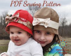 GIRLS CLOCHE HAT Sewing Pattern, Baby Toddler Girl Vintage Retro Hat Pattern, Digital Pdf Childs Hat Toddler Hat Pattern, Baby Hat Sewing Pattern, Girls Hat Pattern, Cloche Hat Pattern, Vintage Style Hat, Flapper Hat, Retro Hats, Hat Patterns To Sew, Baby Hat Patterns