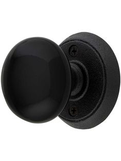 an image of black door knobs on white background