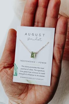 August Birthstone Necklace, Necklace, - Wander + Lust Jewelry Birth Stone Necklace, August Birthstone Necklace, Floating Diamond Necklace, Lightning Bolt Necklace, Peridot Birthstone, Tiny Necklace, Floating Necklace, Necklace Birthstone, Druzy Jewelry