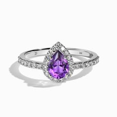 Peaceful Energy, Stone Shapes, Pear Halo, Purple Ring, A Gentle Reminder, Pear Shaped Ring, Ring Purple, Purple Rings, Gem Diamonds