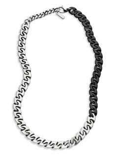 silver-tone/black lobster claw fastening engraved logo adjustable fit This piece comes complete with a protective dust bag. Woven Silver Necklace, Raf Simons Necklace, Chain Necklace Silver, Iconic Bags, Demi Fine Jewelry, Engraved Logo, Fine Earrings, Silver Chain Necklace, Watches Jewelry