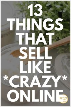 the words 13 things that sell like crazy online are in front of some jars and spoons