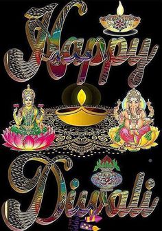 happy diwali greeting card with images