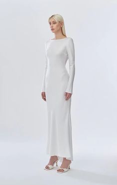 Classic Long Sleeve Dress – Stolen Stores Luxury White Long Sleeve Dress For Formal Events, Long Sleeve Dress 2022, Longsleeve Open Back White Dress, Luxury Long Sleeve Sleek Maxi Dress, Luxury White Dress With 3/4 Sleeves, Silk White Long Sleev Short Dress, Luxury Satin Long Sleeve Elegant Dress, Luxury Sleek White Dresses, Luxury Sleek White Dress