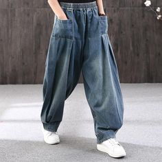 Vintage Harem Pants, Harem Jeans, Casual Denim Pants, Oversized Jeans, Jean Large, Moda Jeans, Baggy Trousers, Stylish Jeans, Denim Pants Women