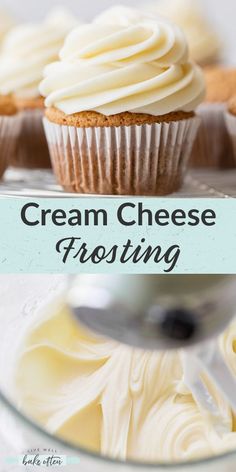 cream cheese frosting on top of cupcakes