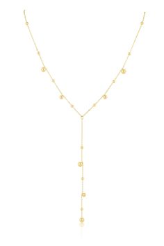 The Beaded Lariat is a stylish necklace characterized by its beaded design, offering a versatile and chic accessory to complement various outfits. 18k Gold Plated over Stainless Steel 16" +2" Ext 4" Drop Water & Tarnish Resistant Hypoallergenic Gold Beaded Dangle Lariat Necklace, Gold Beaded Lariat Necklace With Dangle, Adjustable Lariat Necklace With Dangling Beads, Adjustable Lariat Necklace With Dangling Round Beads, Adjustable Long Lariat Necklace With Dangling Beads, Adjustable Gold Lariat Necklace With Dangling Beads, Gold Beaded Lariat Long Necklace, Elegant Lariat Beaded Necklaces With Adjustable Chain, Elegant Adjustable Drop Necklace With Dangling Beads