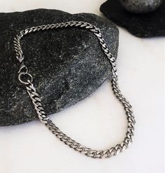 "Mens dark silver stainless steel cuban link chain necklace, sturdy curb chain necklace, unisex minimal style chain necklace, gift for him Welcome to my shop! ✈️ DHL EXPRESS SHIPPING AVAILABLE, 1-3 BUSINESS DAYS DELIVERY! ✔️ PLEASE MAKE SURE TO SELECT IT, RIGHT BEFORE YOUR PURCHASE! ❗️ ❗️ DON'T FORGET TO ADD YOUR CELL # AT THE \"NOTE TO SELLER\" SECTION IF YOU CHOOSE DHL! BY FILLING YOUR CELL NUMBER YOU EARN THE BENEFIT TO CHOOSE BETWEEN 6 DIFFERENT DELIVERY OPTIONS! INSTRUCTIONS WILL BE SENT TO Cuban Link Chain Necklaces, Curb Chain Necklace, Link Chain Necklace, Cuban Link Chain, Minimal Style, Cuban Link, Chain Link Necklace, Curb Chain, Necklace Gift