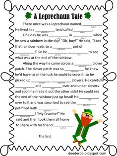 a leprechaun tale worksheet for st patrick's day with pictures