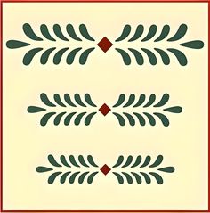 three different types of decorative designs on a white background, each with red and green accents