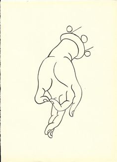 a black and white drawing of a person jumping in the air with one hand on his hip