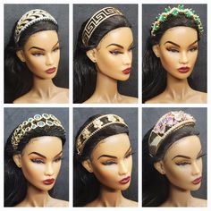 These crowns are made ,from metal , rhinestone, and pearls  . They are "RINGS" that had been "Modified" to fit 1/6 dolls..please understand they are small They will fit , pichen and Fashion Royalty dolls.   These head pieces are meant to be worn as headbands by your doll. STORE POLICY  Please give me 2 days to ship, -not recommended  for children  - I have a no return no refund policy on all of my custom crowns Custom Crown, Head Pieces, Doll Jewelry, Fashion Royalty Dolls, Crown Headband, Fashion Royalty, Miniature Art, Fashion Doll, Collectible Dolls