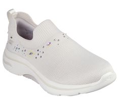 Experience ultimate comfort and support wearing Skechers GO WALK Arch Fit 2.0 - Ayla. This laceless walking design has been granted the APMA Seal of Acceptance and features a Stretch Fit engineered knit upper with rhinestone embellishments, a removable Arch Fit insole, lightweight ULTRA GO cushioning, plus Comfort Pillar Technology for added support. | Skechers Women's GO WALK Arch Fit 2.0 - Ayla Slip-On Shoes | Medium Width | This design has been granted the Seal of Acceptance by the American P Hiking Training, Skechers Go Walk, Lace Up Wedges, Shoes Flats Sandals, Rhinestone Embellishments, Skechers Women, School Shoes, Athletic Sneakers, Boot Sandals