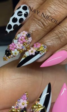 Finger Extensions, Nails October, Black White Nails, Lace Nail Art, Acrylic Nail Shapes, Pretty Nail Colors, 2024 Nails, Finger Paint, Sassy Nails