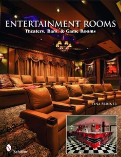 an entertainment room with couches, chairs and games on the floor is featured in this magazine