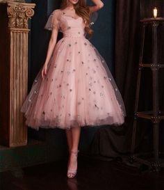 Pink Tulle Homecoming Dresses,Tea Length Prom Dresses   ML2122 by moonlight, $146.40 USD Tea Length Homecoming Dresses, Tea Length Prom Dress, Beautiful Evening Dresses, Tulle Homecoming Dress, 파티 드레스, Chique Outfits, Tea Length Dresses, Homecoming Dresses Short