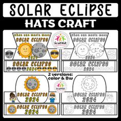 the solar eclipse hat craft for kids to color and cut out with their own name