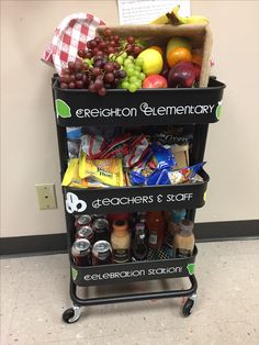 a cart filled with lots of different types of food