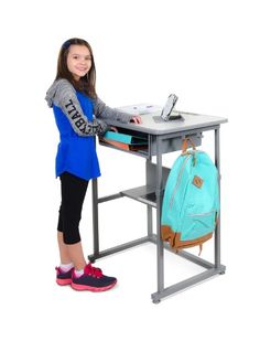 As classrooms evolve to improve student health and engagement, studies prove the benefits of sit/stand desks in aiding childhood health, lacking attention spans, and student collaboration. Backpack Hooks, Boardroom Tables, Standing Work Station, Student Collaboration, Childhood Health, Classroom Desk, Student Desk, Grey Desk, School Desks