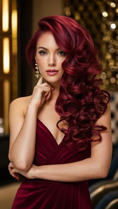 Curly Dyed Red Hair, Red Hair Styles Hairstyles, Curls With Side Part, Rich Red Hair, Winter Red Hair, Remedies For Itchy Scalp, Crimson Red Hair, Rouge Hair