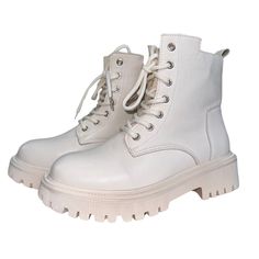 Cream Colored Winter Combat Boots. Faux Fur Lined. Brand New, Never Worn. Original Box Not Included. Cream Combat Boots, Winter Combat Boots, Shein Shoes, Cream Shoes, Cream Color, Combat Boots, Faux Fur, Original Box, Size 7