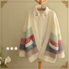 Womens Sweater Coats, Fashion Kawaii, Japanese Harajuku, Cardigan Sweater Coat, Modieuze Outfits, Sweater Coat, Fashion Design Clothes